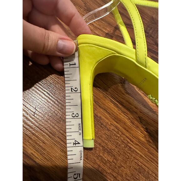Kurt Geiger London Shoreditch Strappy Sandals Neon Yellow Size 7 NWT Bold Heels - Picture 10 of 13